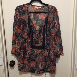 Sheer colorful blouse, 2X